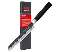 SHAN ZU Bread Knife 20.5cm, Japanese 7-Layer Steel 9Cr18MoV High Carbon Stainless Core, Professional Hand Forged Bread Cutting Knife, Ergonomic Octagonal G10 Fibreglass Handle