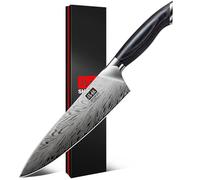 SHAN ZU Chef Knife in Powder Steel, Japanese Kitchen Knife 20cm Professional High Carbon Cooking Knives Ultra Sharp Carving Knife Utility Knife with Ergonomic Full Tang Pakkawood Handle