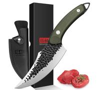 SHAN ZU Chef's Knife Hand Forged Kitchen Knives, High Carbon Steel Cooking Knife with Leather Sheath - Black