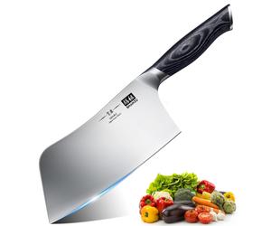 SHAN ZU Cleaver Knife, 7 inch Japanese 5Cr15MoV High Carbon Steel Meat Cleaver, Sharp Kitchen Chopping Knives with K133 Wood Handle