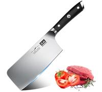 SHAN ZU Cleaver Knife, Japanese Kitchen Knives 7 Inch High-Carbon German Butcher Chef Knives Stainless Steel Sharp Chopper Chinese Carving Knife Professional Utility Knife with Pakkawood Handle