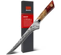 SHAN ZU Damascus Filleting Knife 18CM, Boning Knife Made of SG2 Powder Steel, Hand Forged 91 Layers of Damascus Steel Kitchen Fish Knife with Maple Handle - White Tiger Series