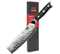 SHAN ZU Damascus Nakiri Knife 6.5 Inch Japanese Steel Damascus Kitchen Knife, Professional Kitchen Knife Sharp High Carbon Super Steel 67 Layers Kitchen Nakiri Chef Knife with G10 Handle