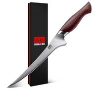 SHAN ZU Filleting Knife 7 inch, Sharp Fish Boning Knife for Meat in 10Cr15Mov Japanese High Carbon Steel, Professional Kitchen Knife with Flexible Blade and Ergonomic Pakkawood Handle