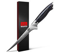 SHAN ZU Filleting Knife in Powder Steel, Japanese Kitchen Boning Knives 18cm Professional High Carbon Fish Fillet Knives, Ultra Sharp Fish Cooking Knives with Ergonomic Full Tang Pakkawood Handle