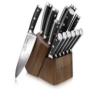 SHAN ZU Japanese Kitchen Knives 14-Piece with Block Kitchen Knife Set High Carbon German Stainless Steel Knife Set with Removable Knife Block and Ergonomic Handle