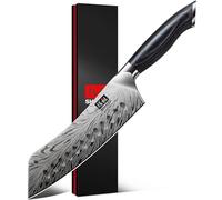 SHAN ZU Japanese Santoku Knives 18cm in Powder Steel Kitchen Chef Kinfe Ultra Sharp 12° Blade High Carbon 63 HRC Carving Knives, Professional Utility Knife with Ergonomic Pakkawood Handle