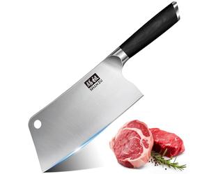 SHAN ZU Kitchen Knife,Meat Cleaver Knife with Hole 7 Inch Sharp Chef Knife Vegetable Chopper Japanese High Carbon Stainless Steel Kitchen Chopping Knife with Pakkawood Handle