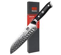 SHAN ZU Kitchen Santoku Knife 7 Inch Professional Damascus Knife 67 Layers Japanese Chef Knife Ultra Sharp High Carbon Super Steel Kitchen Utility Knives with G10 Handle