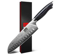 SHAN ZU Kitchen Santoku Knives in Powder Steel, Japanese Knife 20cm Professional Chef Knives High Carbon Carving Knives, Ultra Sharp Kitchen Knives Utility Knife with Ergonomic Pakkawood Handle