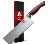 SHAN ZU Nakiri Knife 7 inch, Japanese Cooking Knife for Vegetable/Meat, Professional Chef Knife with 10Cr15Mov High Carbon Stainless Steel Sharp Blade & Ergonomic Pakkawood Handle - Okinawa Series