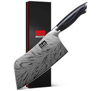 SHAN ZU Professional Cleaver Knife 18cm - Japanese Powder Steel 63 HRC Chef Knife Razor Sharp 12° Edge Vegetable Chopper with Pakkawood Handle Kitchen Utility Knives for Meat, Fish, Vegetables