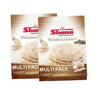 Shana Wholemeal Family Chappathi | 20Pcs Multipack | Wholemeal Chapatti | Ready to Eat | Fresh Chappati | Frozen Food | Indian Origin | 800G (Pack of 2)