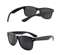 SHANBAODIANSHANG Pinhole Glasses, 2 Pcs Distance/Correction Glasses, Anti Myopia Pinhole Glass, Grid-Glass for Unisex Eyes Exercise Vision Correction, Eye Training, Fatigue Relief (Black)