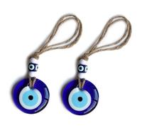 ShanBye Evil Eye Car Hanging Ornament,2 PCS Blue Evil Eye Hanging Ornament 5cm / 1.97inch Glass Beaded Charm Pendant for Car Rear View Mirror Decor and Wall Hanging Blessing Accessories