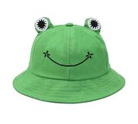 ShanBye Frog Bucket Hat,Funny Cute Frog Hats Cotton Beach Hats Foldable Fisherman Hat Wide Brim Sun Hat Fishing Cap for Teens Kids Camping Hiking Fishing Hunting Green