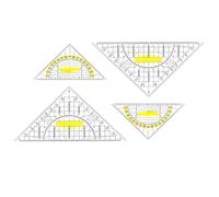 ShanBye Multifunctional Triangle Ruler,4 PCS Primary School Geometry Triangle Transparent Drawing Set Square with Handle Plastic Triangular for Student Teacher School Office Math Classroom