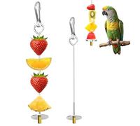 ShanBye Parrot Skewer Feeder,2 PCS Stainless Steel Bird Fruit Skewer Feeder Parrot Treats Holder Foraging Toy & Bird Cage Accessories for Budgie Parakeet Cockatiel Large Birds Toys and Feeders