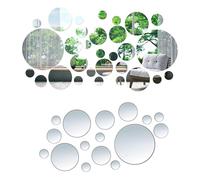 ShanBye Round Mirror Wall Stickers,32 PCS Large & Small 3D Acrylic Self-Adhesive Stick-On Mirrors for Walls Removable Wall Decor Decals for DIY Home Decoration Bathroom Wardrobe Doors & Craft Art