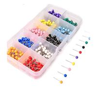 ShanBye Sewing Pins, 500 Pcs Round Head Quilting Pins, Dressmaking Pin, Assorted Colors, Plastic & Stainless Steel, Vintage Style, Perfect for Quilting, Jewellery Crafts