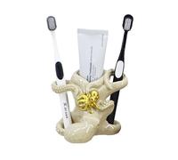 SHANCO Resin Octopus Mother and Baby Toothbrush Holder, Beach Bathroom Accessory,Ocean Theme Octopus Family Bathroom Decor,Coastal Decor (Loyal Gold)