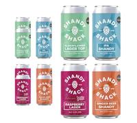 Shandy Shack | Summer Mixed Case 12 Cans of 330ml. 3 IPA Shandy, 3 Elderflower Lager Top, 3 Raspberry Lager & 3 Pale & Ginger. Craft Beer Shandy with Lower Alcohol, Gluten-Free and Vegan Friendly