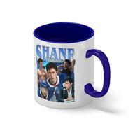 Shane Hollander Vintage Bootleg Coffee Mug - Heated Rivalry Fan Art Cup - BookTok Hockey Romance Gift White Coffee Mug with Blue Rim & Handle