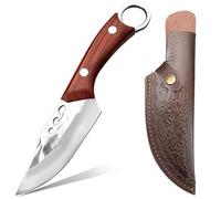 SHANFEEK Chef Knife Meat Cleaver 4-Inch Kitchen Cooking Boning Knife Tomato Fruit Knife High Chromium Steel with Red Rosewood Handle(Red)