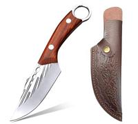 SHANFEEK Meat Cleaver Small Chef Knife 4-Inch Kitchen Cooking Boning Knife Vegetable Fruit Knife High Chromium Steel with Red Rosewood Handle(Brown)