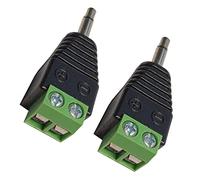 SHANFEILU 3.5mm TS Mono Male to 2 Pin Screw Terminal Female Adapter 2pcs