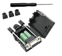 SHANFEILU DB9 Breakout Connector to Wiring Solderless Terminal RS232 D-SUB Female Serial Adapter 9pin Port Breakout Board Black Rubber Core with Case,Screwdriver,Long Bolts