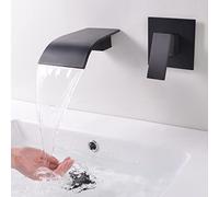 SHANFO Wall Mounted Bath Taps Waterfall Black Wall Tap for Basin Bathub with 12.5 cm Wide Spout Brass Anti-Rust BPB1