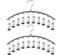 ShanGaiLi 2pcs Stainless Steel Laundry Drying Rack with 10 Clips/Windproof Clothes Drying Rack Sock Hanger/for Underwear Socks Bra Panty Baby Clothes
