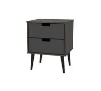 Shanghai B Bedside Table Dark Grey 2 Drawers 45cm