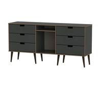 Shanghai B Large Sideboard Dark Grey 6 Drawers 152cm