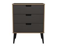 Shanghai B Ready Assembled 3 Drawer Chest - Graphite / 58cm