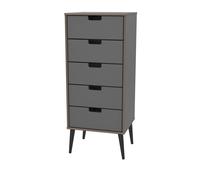 Shanghai B Tall Tallboy Dark Grey 5 Drawers 45cm