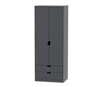 Shanghai B Tall Wardrobe Dark Grey 2 Drawers 77cm