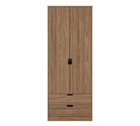 Shanghai B Tall Wardrobe Dark Walnut 2 Drawers 77cm