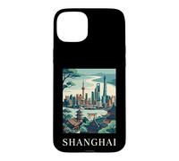 Shanghai China Asia Skyline Retro Travel Graphic Case for iPhone 15 Plus
