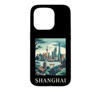 Shanghai China Asia Skyline Retro Travel Graphic Case for iPhone 15 Pro