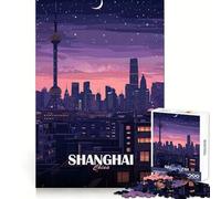 Shanghai China Cityscape at Night 1000 Pieces Puzzles for Teenagers Analytical Skill Quiet Fun Tight Join Chic Xmas Gift (50x75cm)