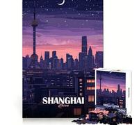 Shanghai China Cityscape at Night Adults 1000 Piece Jigsaw Puzzle Memory Training Quiet Enjoyment Precise Edges Perfect Present (38x26cm)