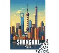 Shanghai China Jigsaw Puzzle for Adults, 1000 Pieces, 38x26cm/1000pcs, Screen-Free Activity, Evening Leisure And Time at Home