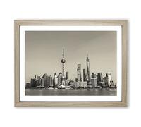 Shanghai China Skyline No.4 Modern Framed Print | A3 Oak Framed Wall Art | Ready to Hang | Modern Cityscape Picture | Living Room Bedroom Lounge Office