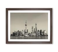 Shanghai China Skyline No.4 Modern Framed Print | A3 Walnut Framed Wall Art | Ready to Hang | Modern Cityscape Picture | Living Room Bedroom Lounge Office