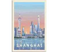 Shanghai China Vintage Travel Poster Retro Wall Art Canvas Poster Art Print Room Decor Home Decor Unframed 30x45cm