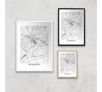 Shanghai Light City Map Giclee Art Print - A2 - White Frame