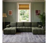 Shanghai Luxury U Shape Corner Sofa Bed - Green Fabric