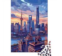 Shanghai Skyline 1000 Piece Jigsaw Puzzle, 38x26cm/1000pcs, for Adults, Screen-Free Activity, Focused Puzzle Time And Quiet Weekends